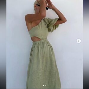 Maurie + Eve Green Inari One-Shoulder Dress NWT